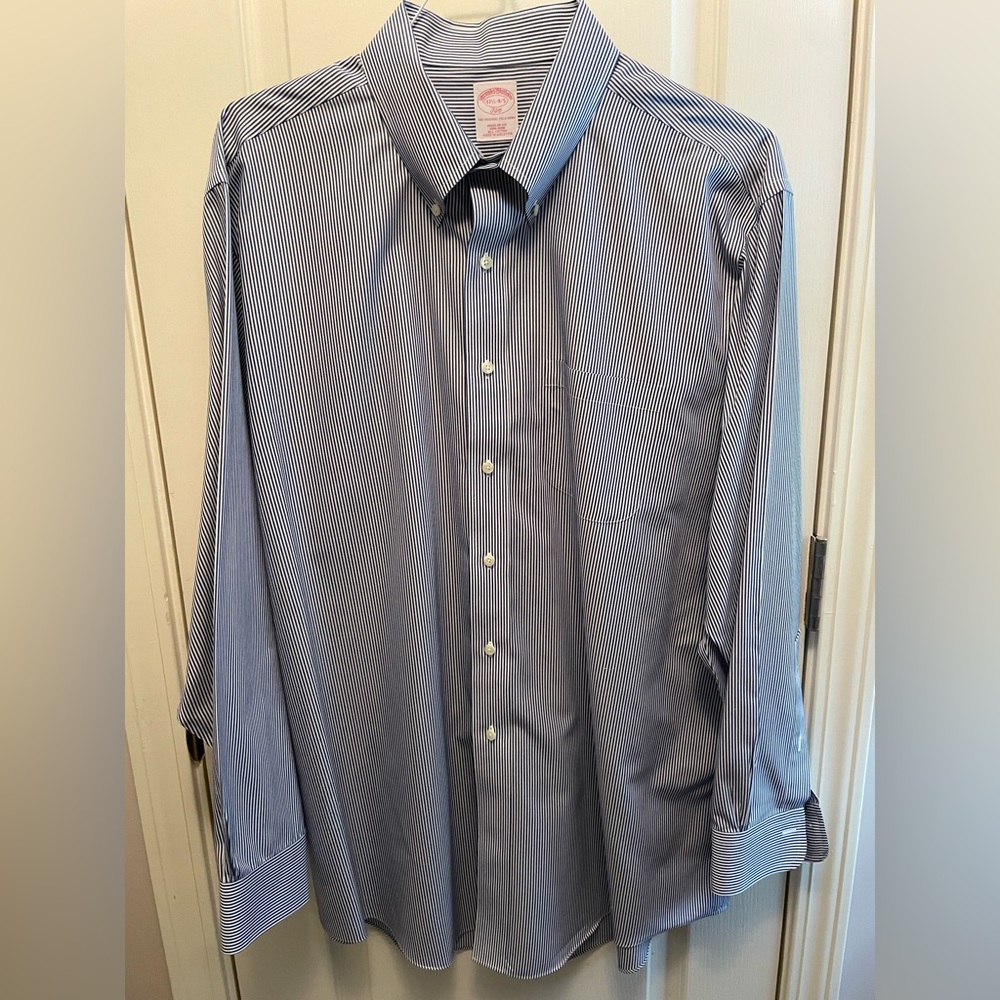 Brooks Brothers Navy Striped Dress Shirt